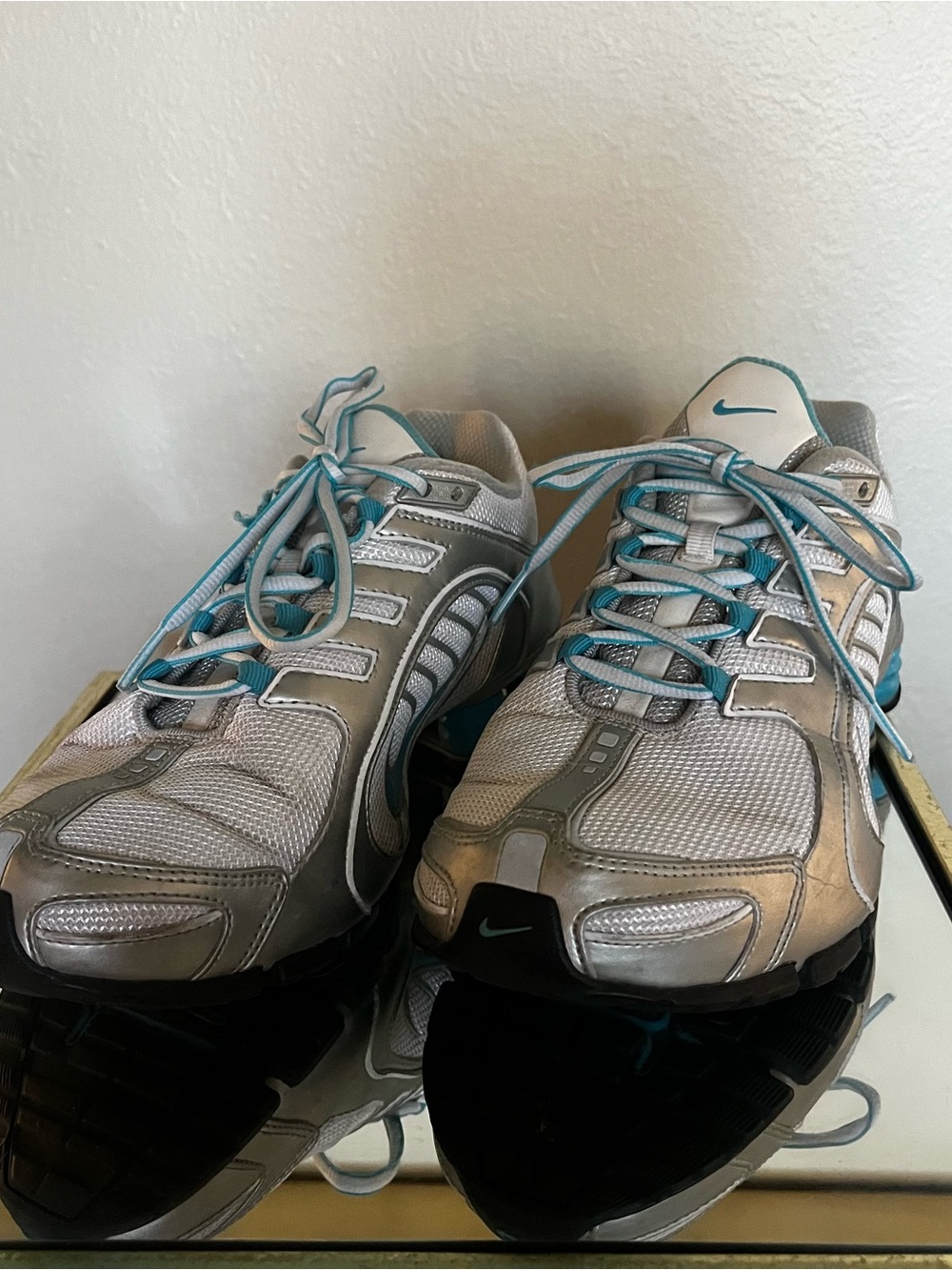 Nike Women’s Silver with Teal Accent Athletic Sneakers